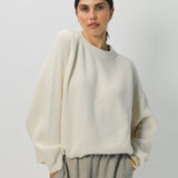 Dusan Cashmere LS Crew Neck Ribbed Raglan Sweater