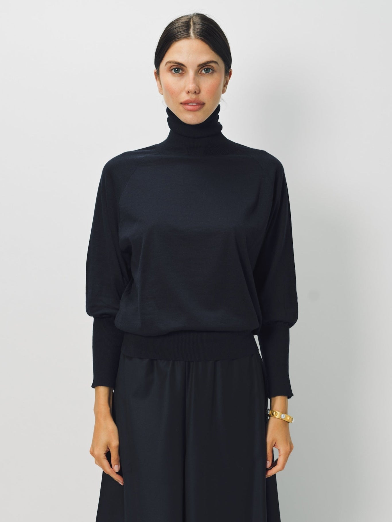 Dusan Cashmere LS Basic Turtleneck Fitted Ribbed Sweater