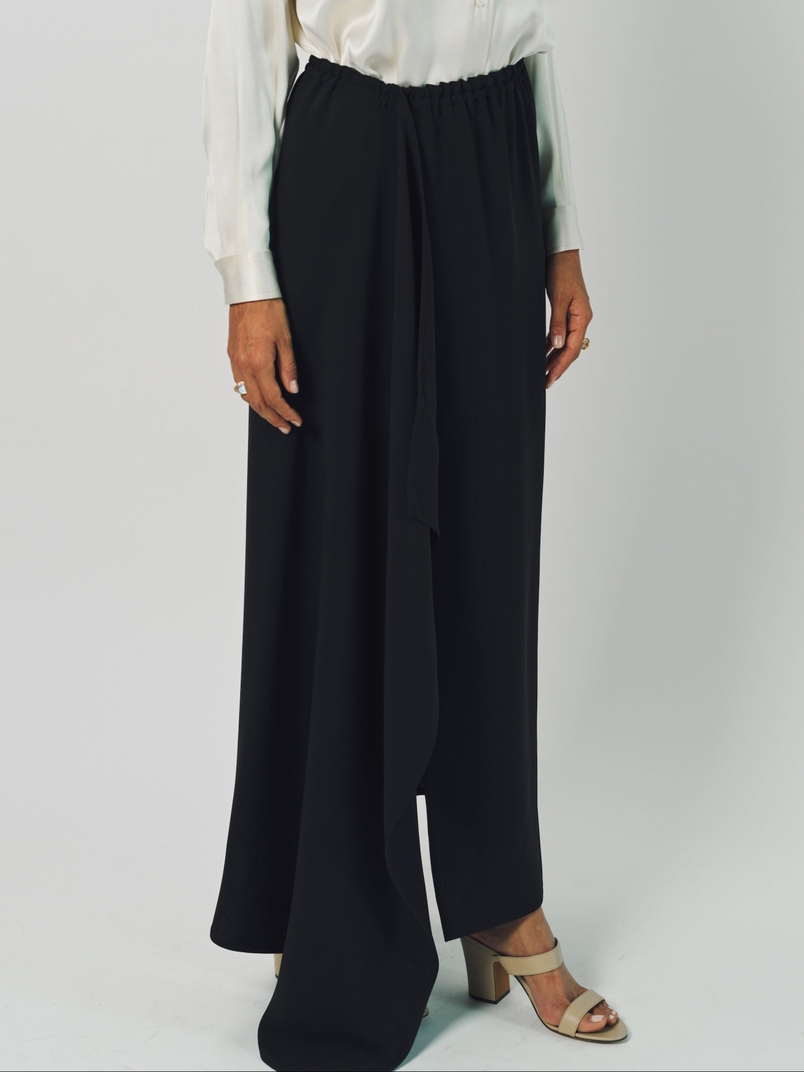 Dusan Heavy Crepe Silk Long Sarong Skirt XS / Black