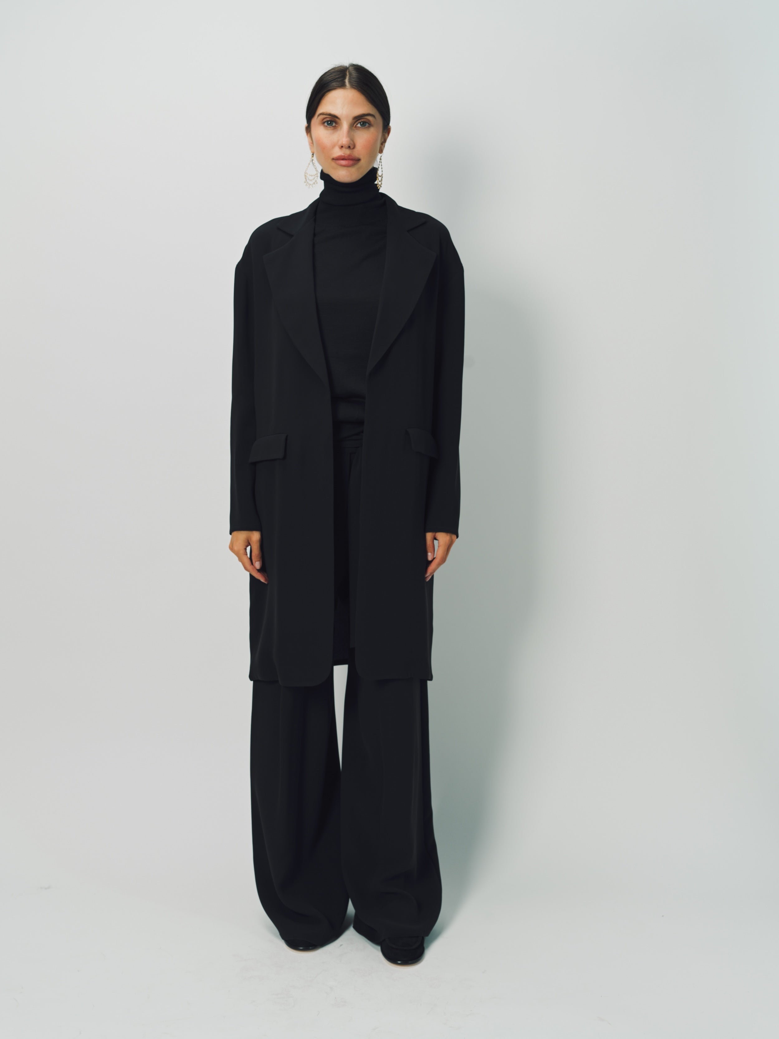 Dusan Silk Crepon Car Coat XS / Black