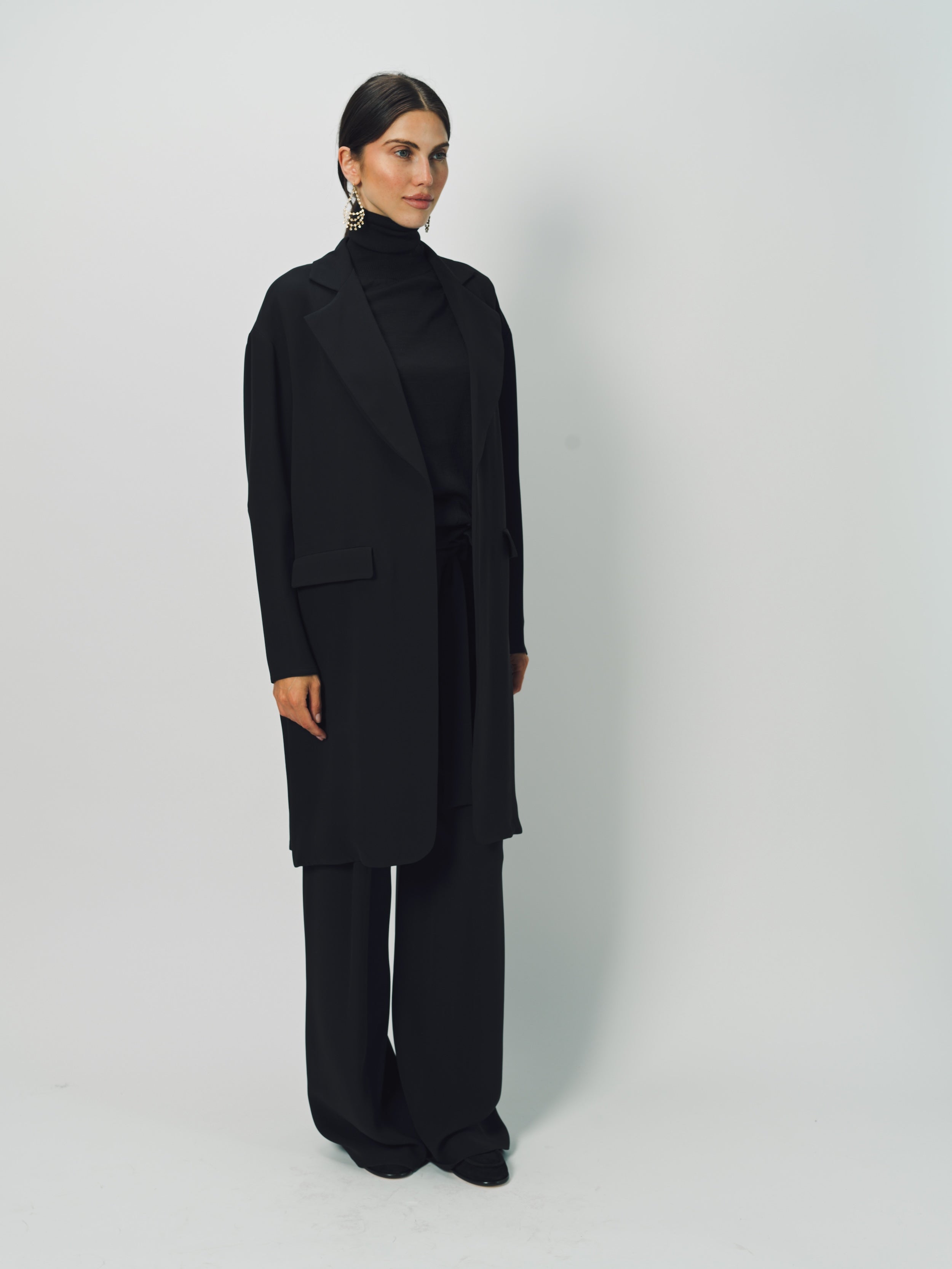 Dusan Silk Crepon Car Coat XS / Black