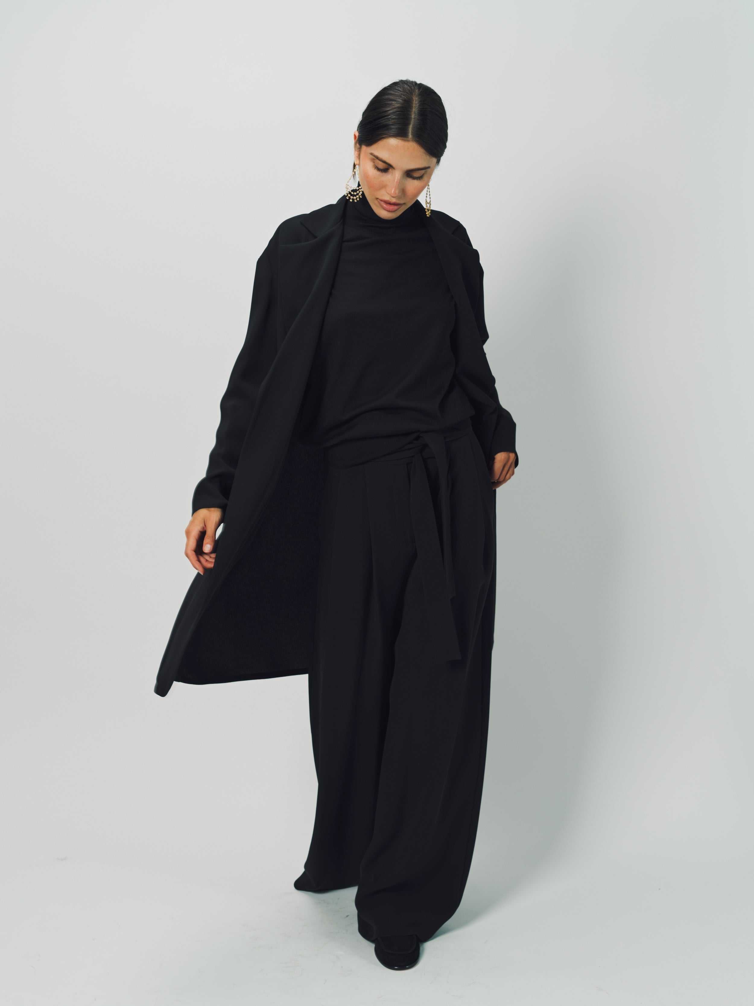 Dusan Silk Crepon Car Coat XS / Black