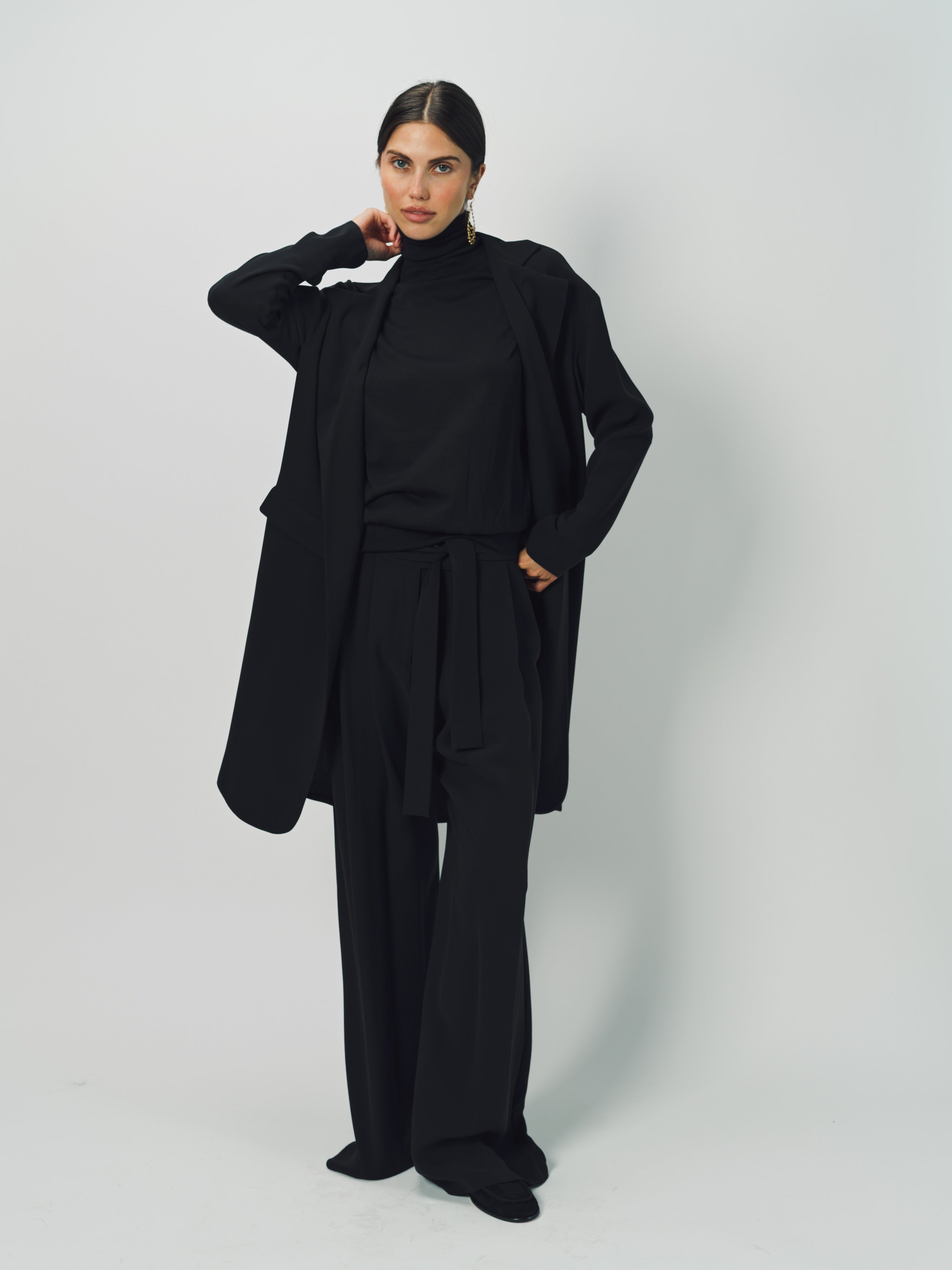 Dusan Silk Crepon Car Coat XS / Black