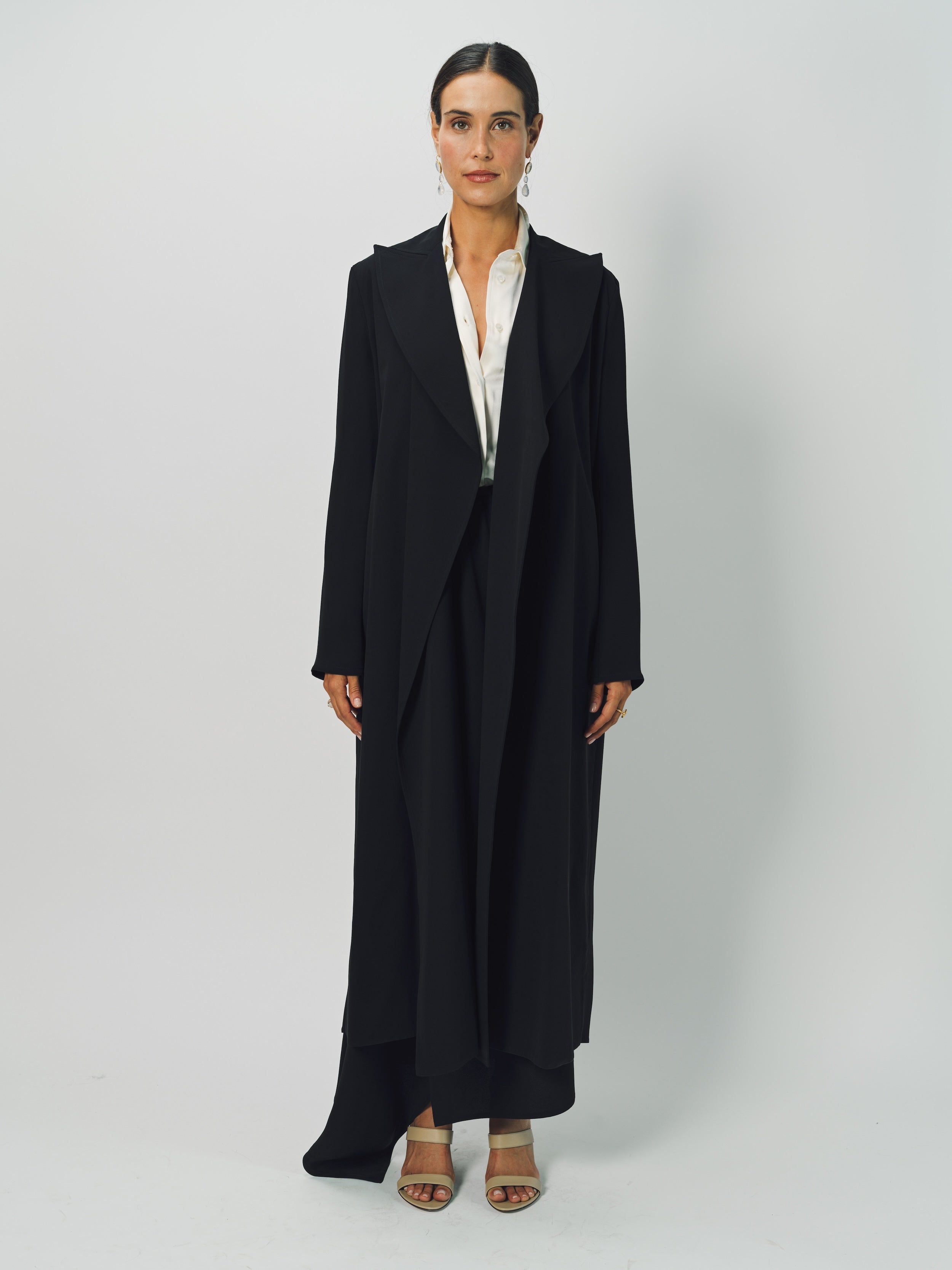 Dusan Heavy Crepe Silk Long Coat XS / Black