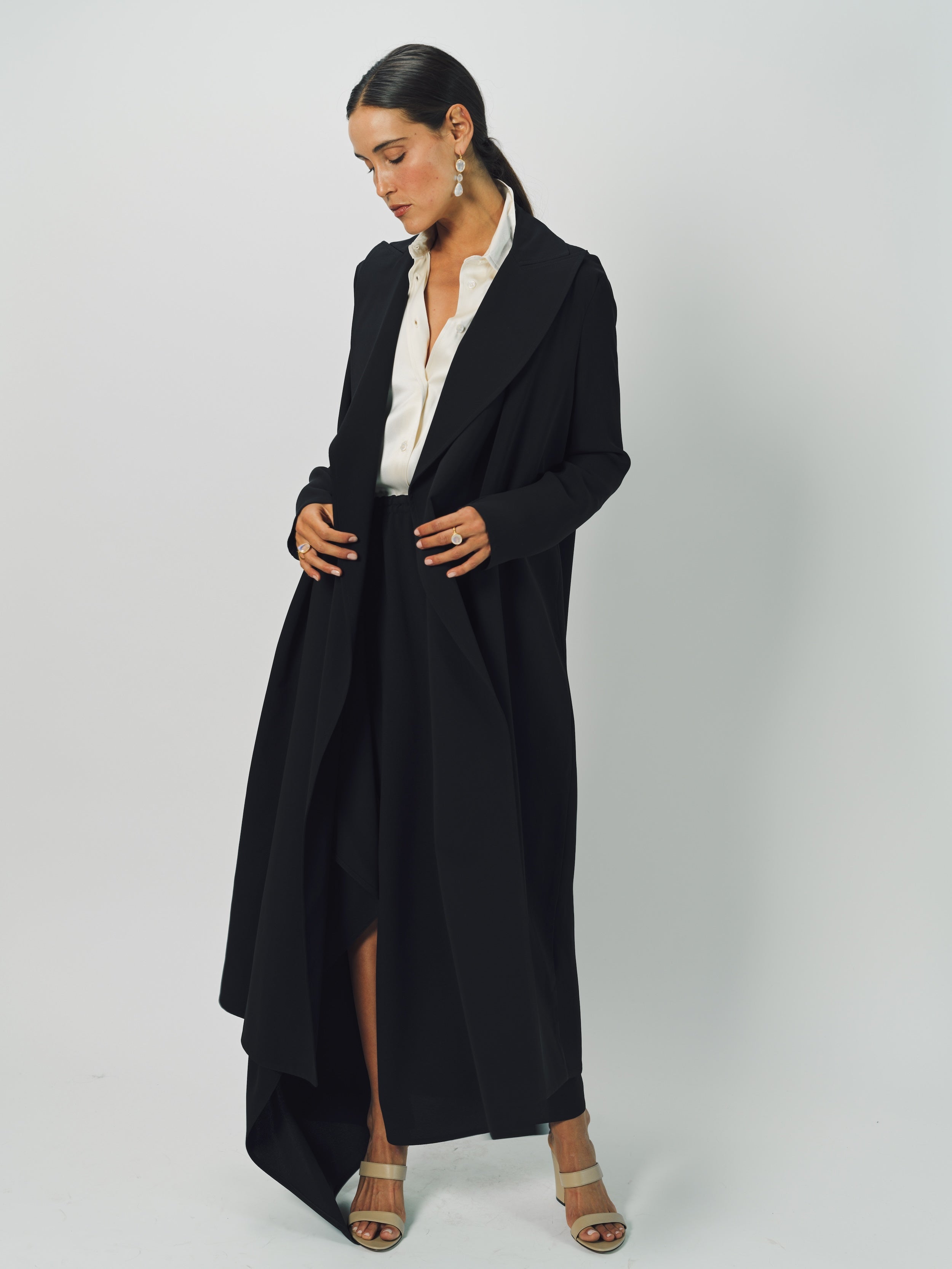 Dusan Heavy Crepe Silk Long Coat XS / Black
