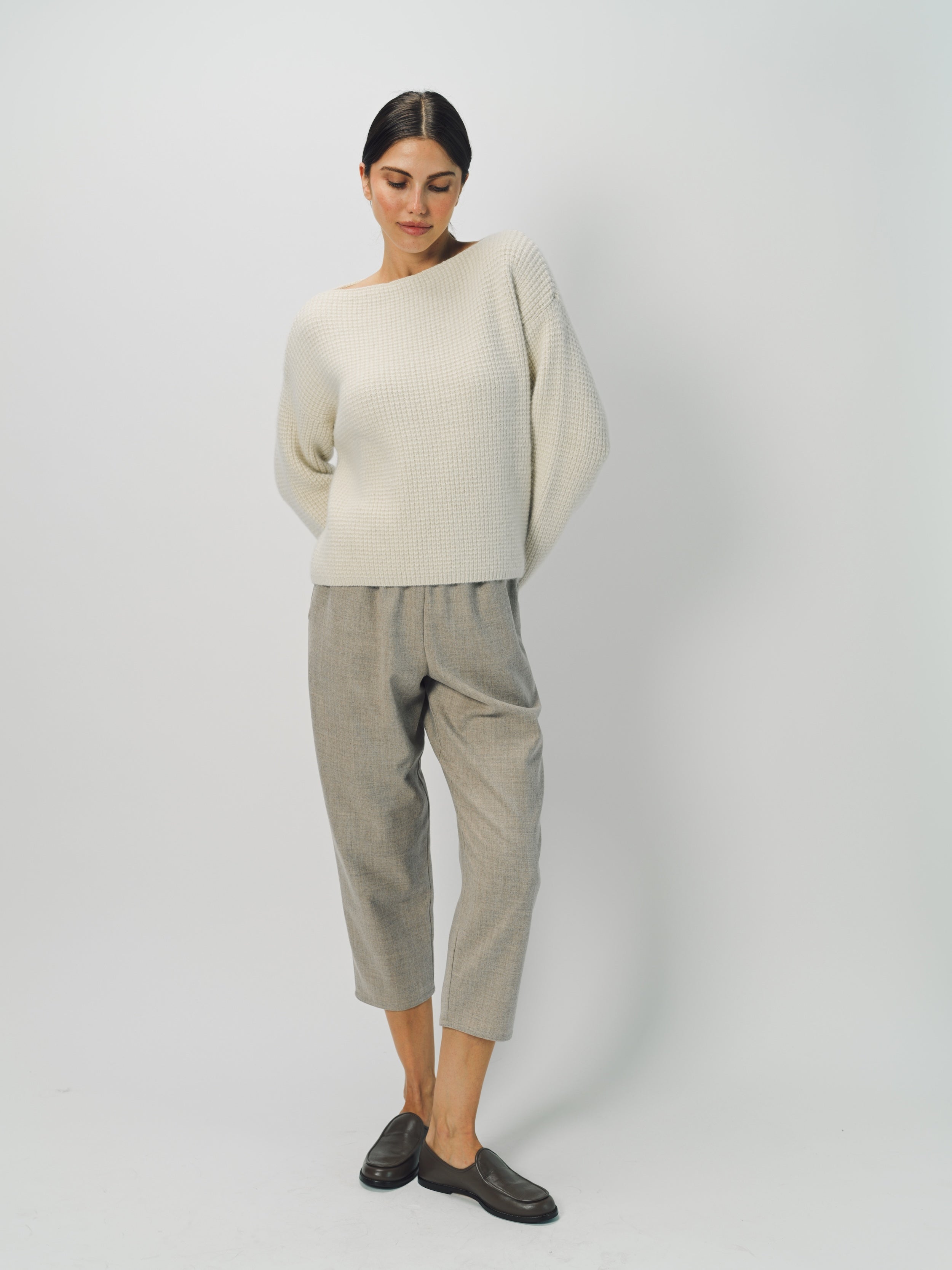 Dusan Cashmere Mock-Neck Kimono-Sleeve Sweater One Size / Bone