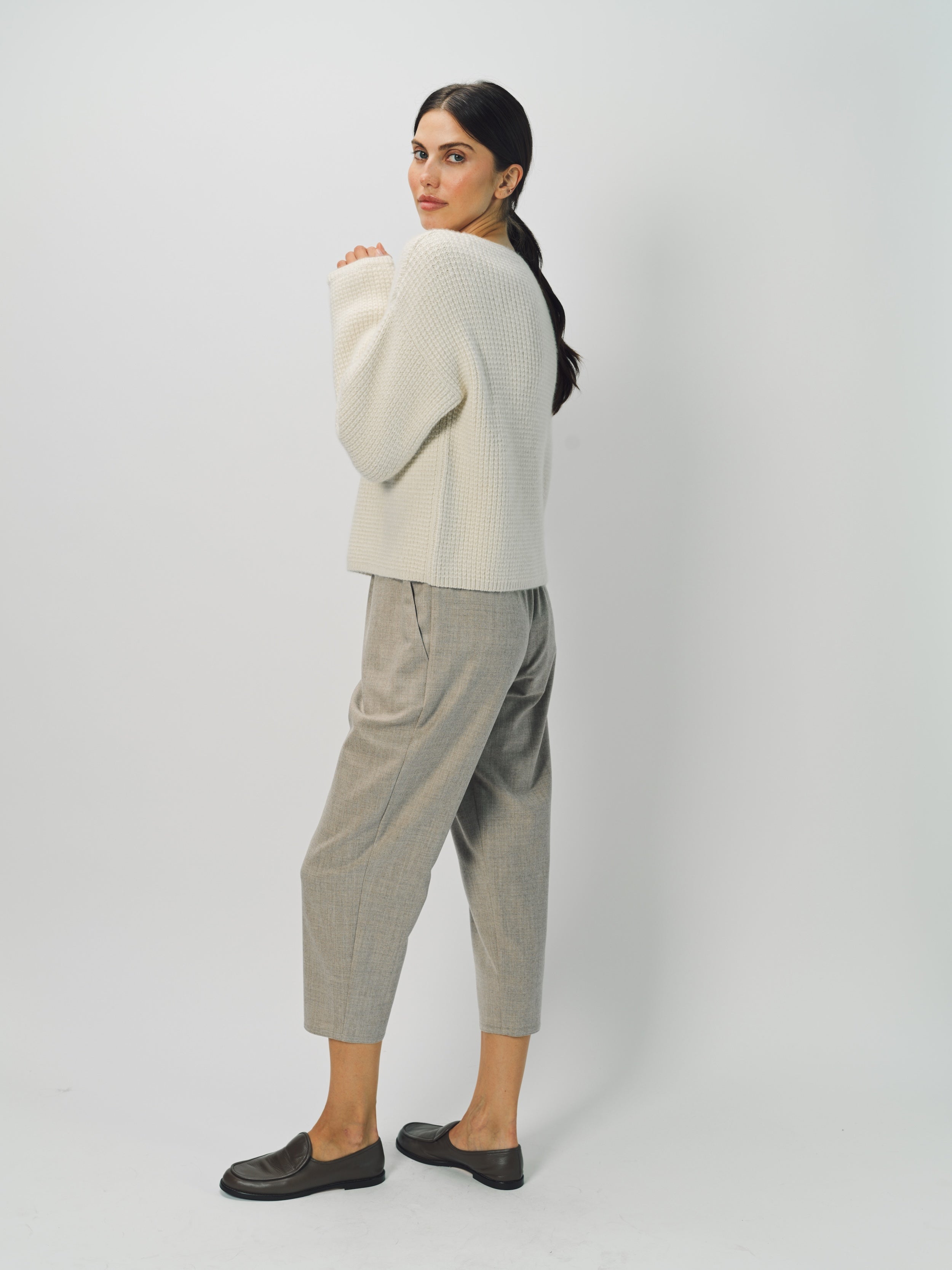 Dusan Cashmere Mock-Neck Kimono-Sleeve Sweater One Size / Bone