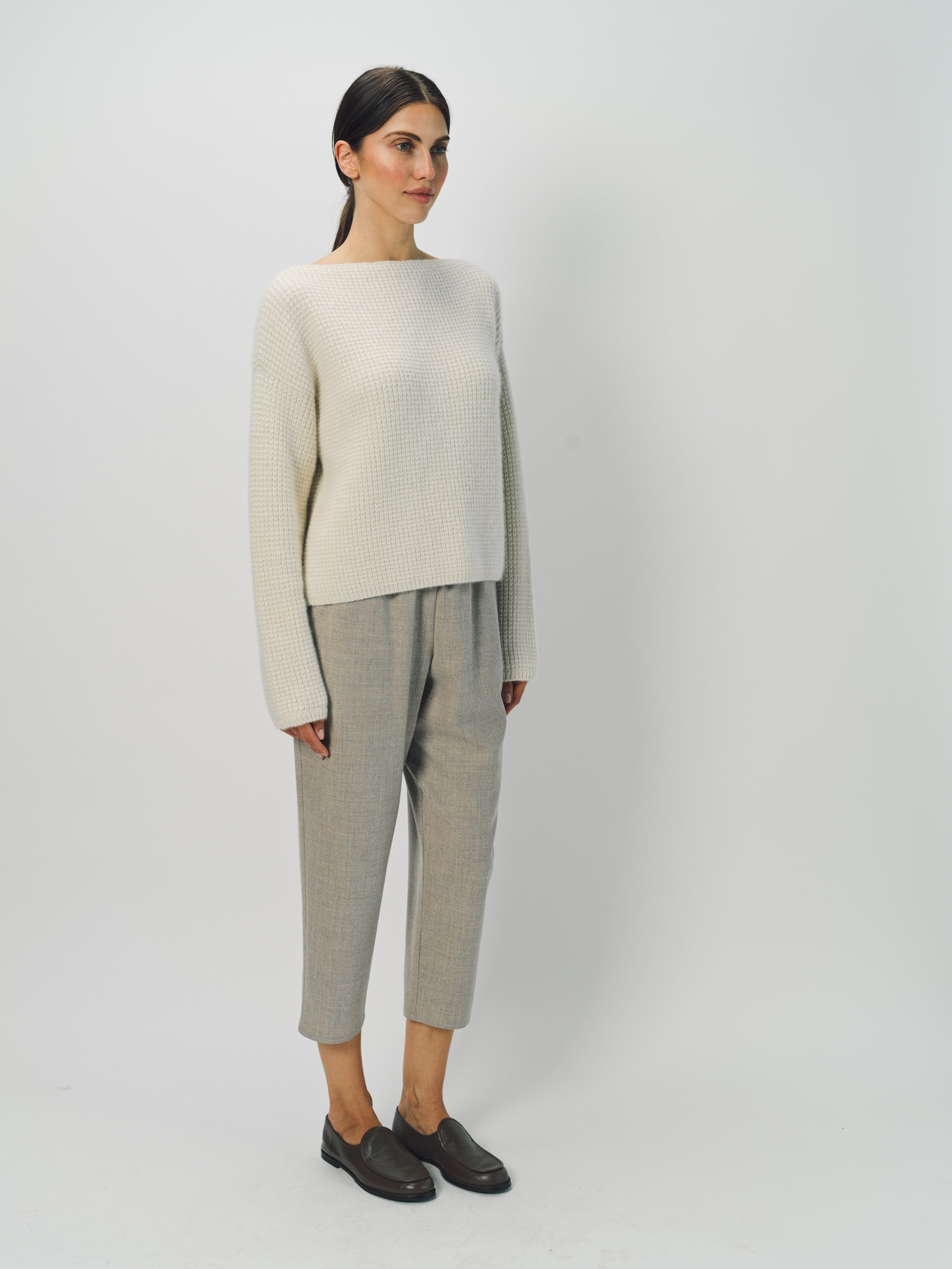 Dusan Cashmere Mock-Neck Kimono-Sleeve Sweater One Size / Bone
