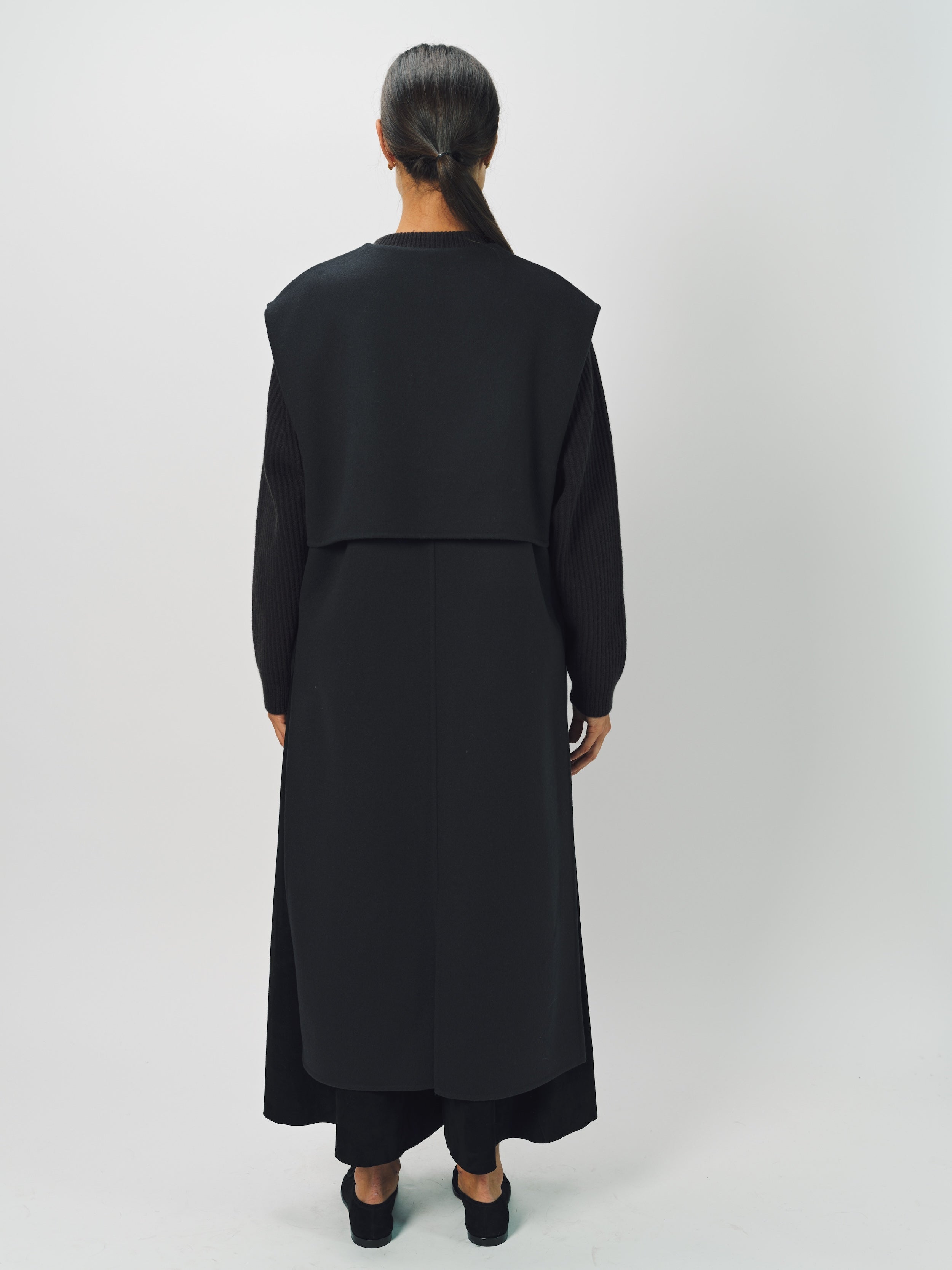 Dusan Cashmere Double Face Long Vest One Size / Black Wood