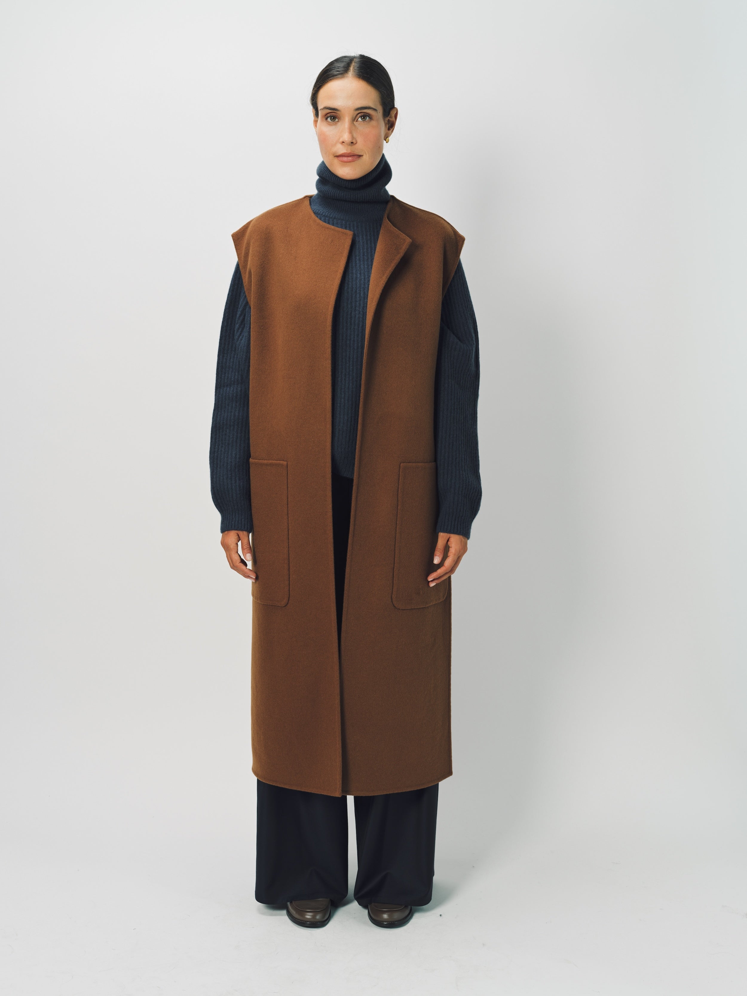 Dusan Cashmere Double Face Long Vest One Size / Palissandro