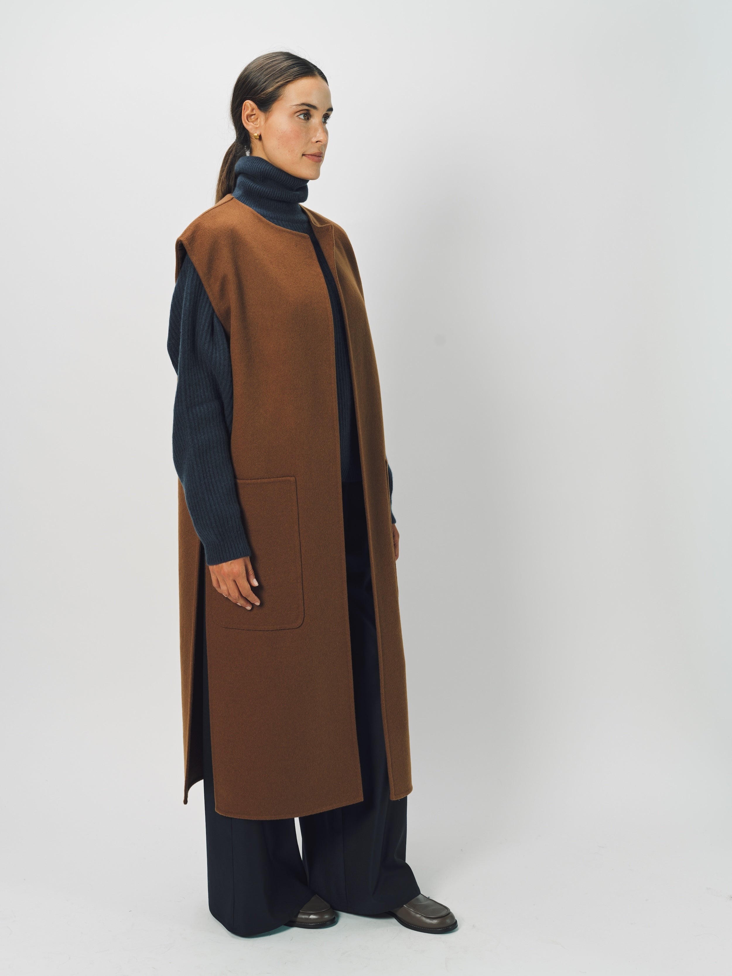 Dusan Cashmere Double Face Long Vest One Size / Palissandro