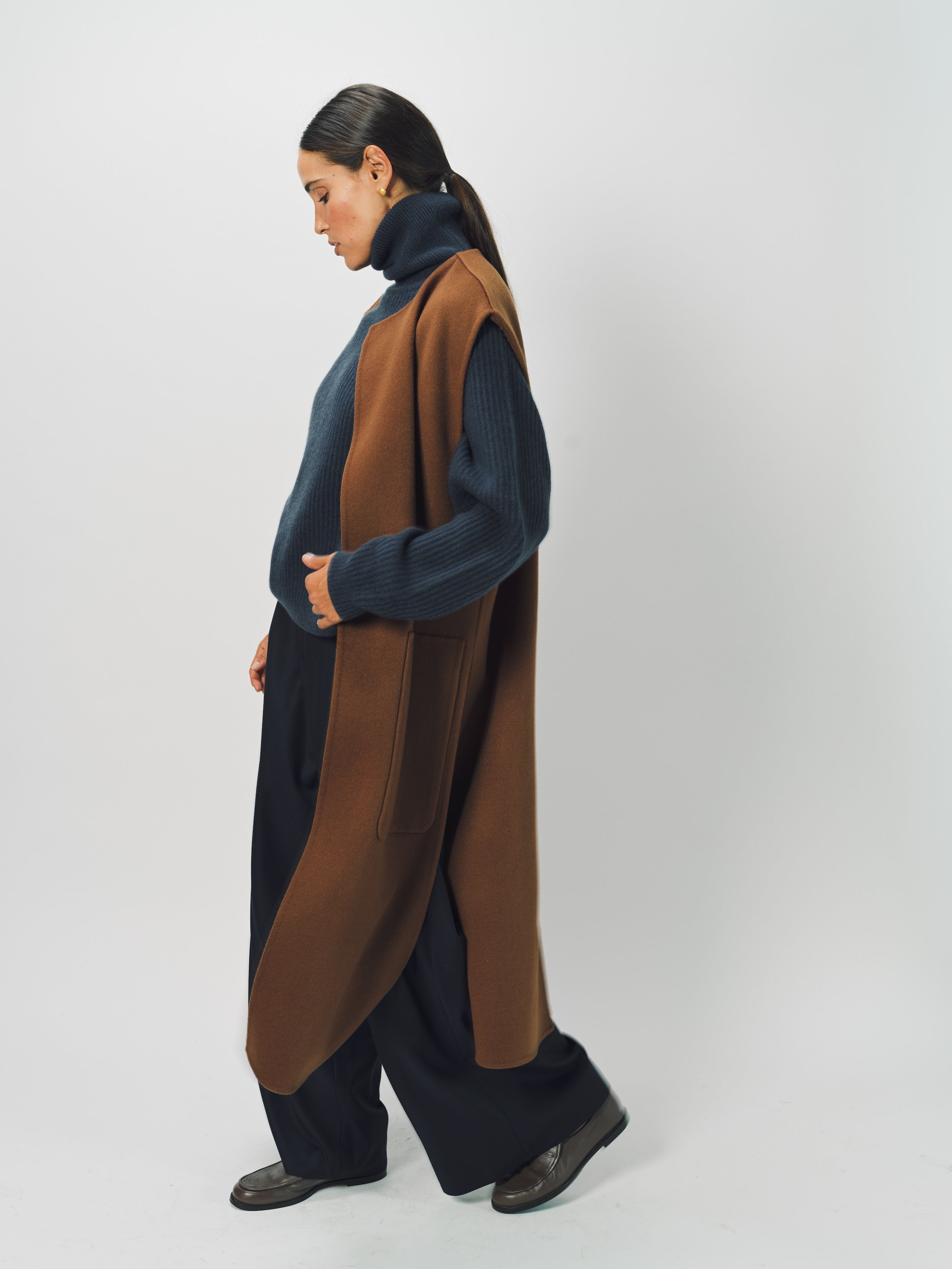 Dusan Cashmere Double Face Long Vest One Size / Palissandro
