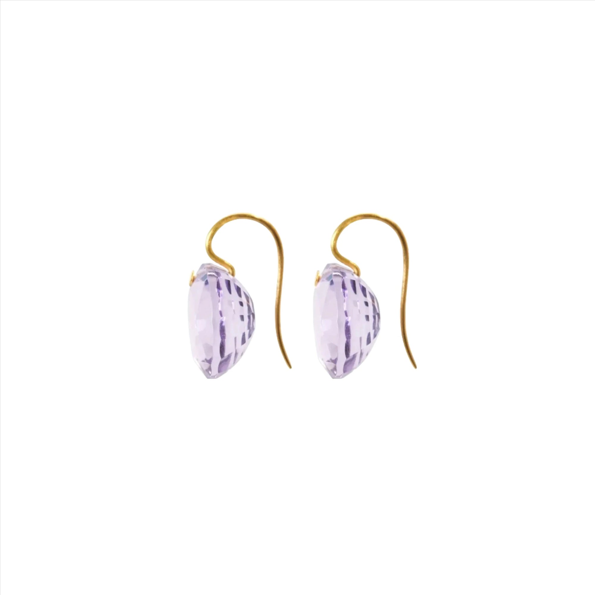 22K Yellow Gold Brilliant Amethyst Earrings