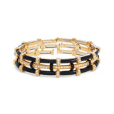 Sidney Garber 18K YG Diamond Small Black Enamel Dome Spring Oval Carly Bracelet