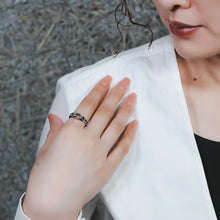 925 Silver and 18K Yellow Gold Chain Ring Set with .09cts