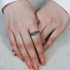 925 Silver and 18K Yellow Gold Chain Ring Set with .09cts