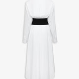 Azzedine Alaia Blanc Belted Shirt Dress in Cotton Poplin