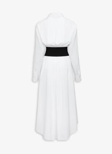 Belted Shirt Dress in Cotton Poplin