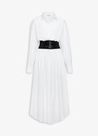 Belted Shirt Dress in Cotton Poplin