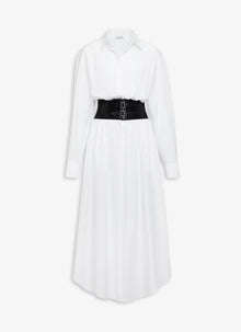 Belted Shirt Dress in Cotton Poplin