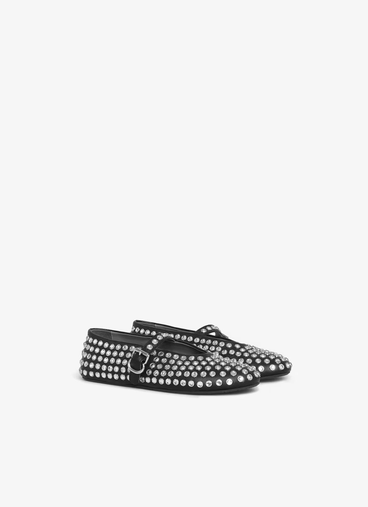Alaia Black Strass Lambskin Ballerina Flats