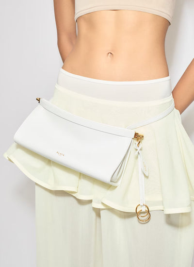 Le Click East West Small Bag in Leather - White