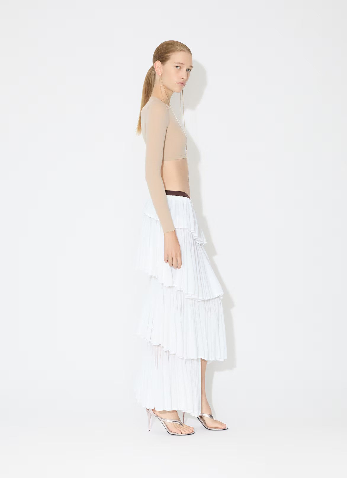 Knit Spiral Skirt - White
