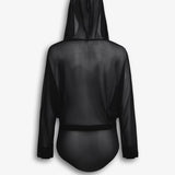 Azzedine Alaia Black Fine Knit Hooded Bodysuit
