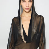 Azzedine Alaia Black Fine Knit Hooded Bodysuit