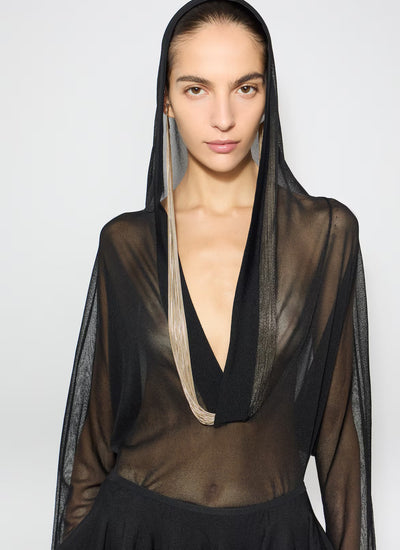 Fine Knit Hooded Bodysuit