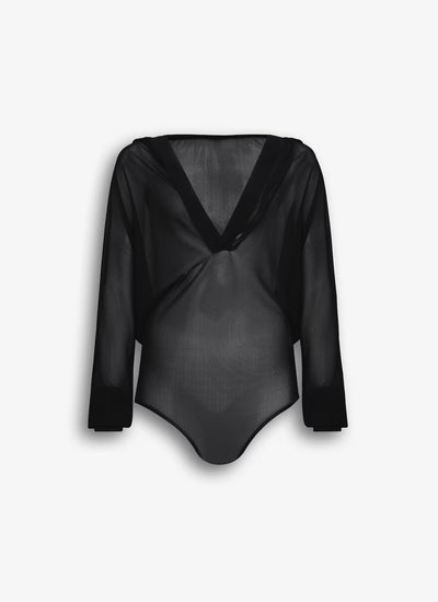 Fine Knit Hooded Bodysuit