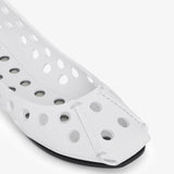 Azzedine Alaia White Perfo Ballet Flats in Calfskin