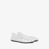 Azzedine Alaia White Perfo Ballet Flats in Calfskin