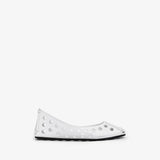 Azzedine Alaia White Perfo Ballet Flats in Calfskin