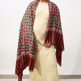 Yaser Shaw Embroidered Shawl - Red/Green Spirals