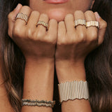 Viltier 18K Yellow Gold Medium Edge Ring with Diamonds