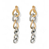Hum Jewelry Tokyo 925 Silver and 18K Yellow Gold Chain Earrings Set with .18ct White Diamonds
