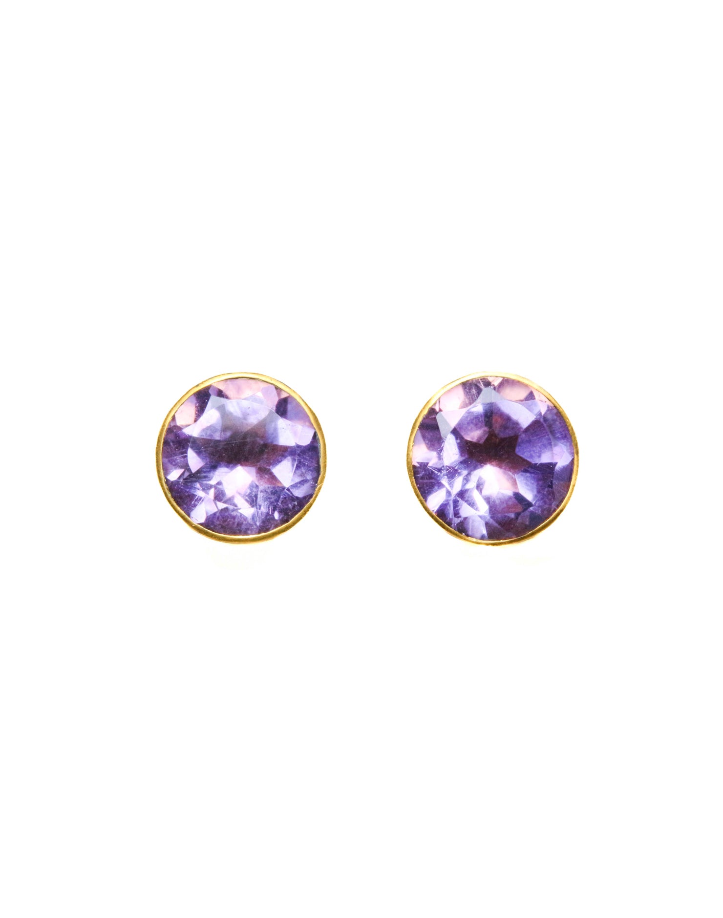 22K Yellow Gold Amethyst Bindi Studs