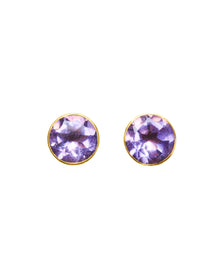 22K Yellow Gold Amethyst Bindi Studs