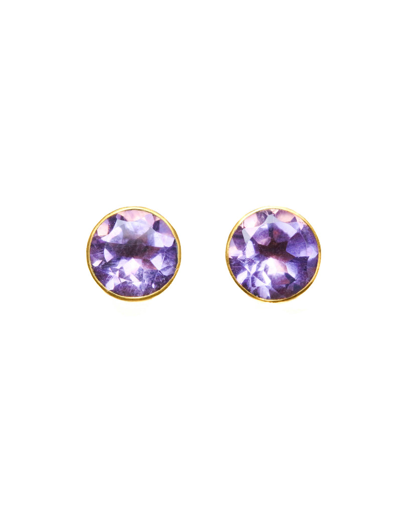 22K Yellow Gold Amethyst Bindi Studs
