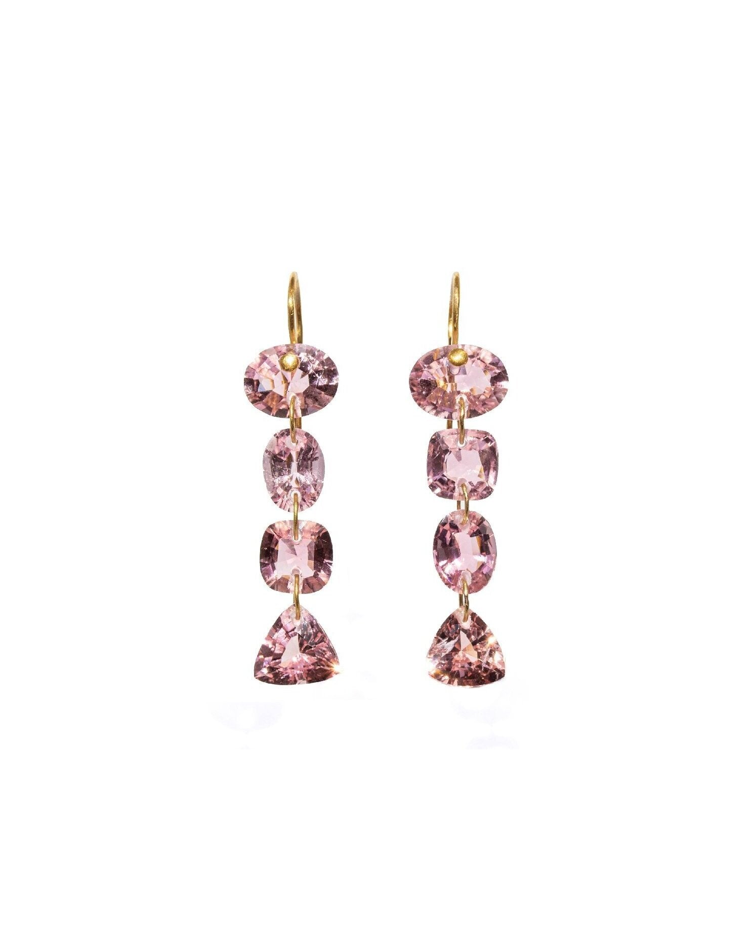 20K Yellow Gold Pink Tourmaline Arabella Earrings