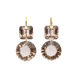 22K Yellow Gold Square Smokey Quartz Incandescence Studs
