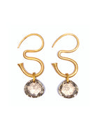 22K Yellow Gold Smokey Quartz Om Earrings