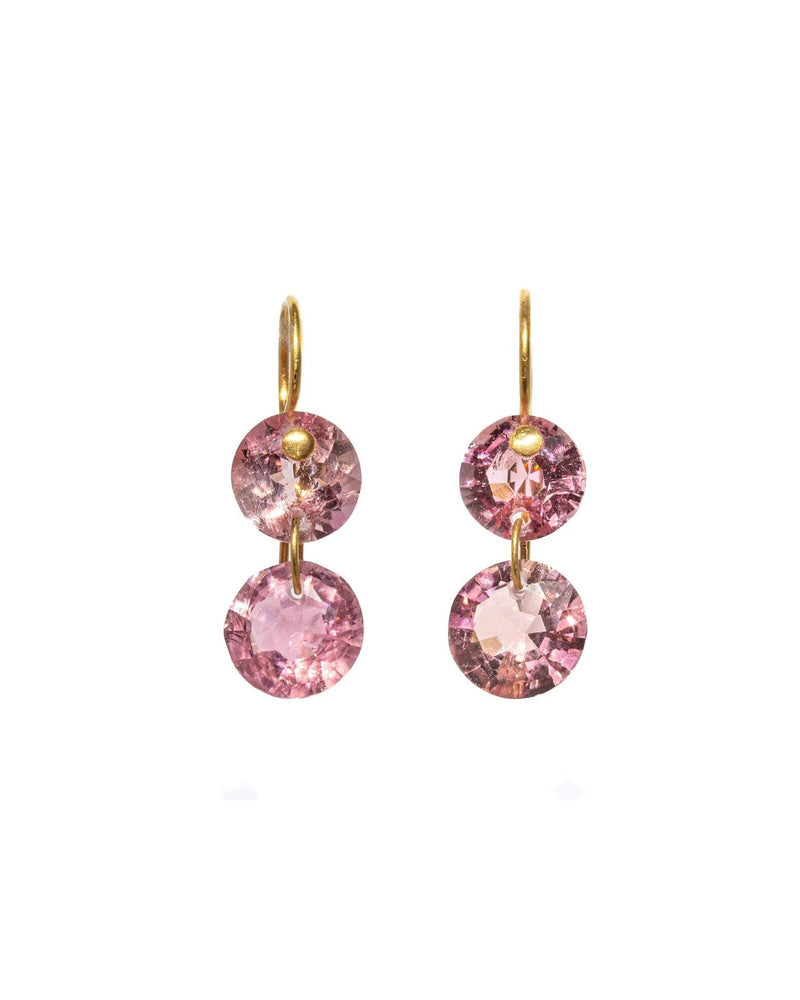 22K Yellow Gold Pink Tourmaline Incandescent Gem Earrings