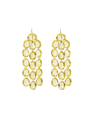 20K Yellow Gold Lemon Quartz Waterfall Earrings