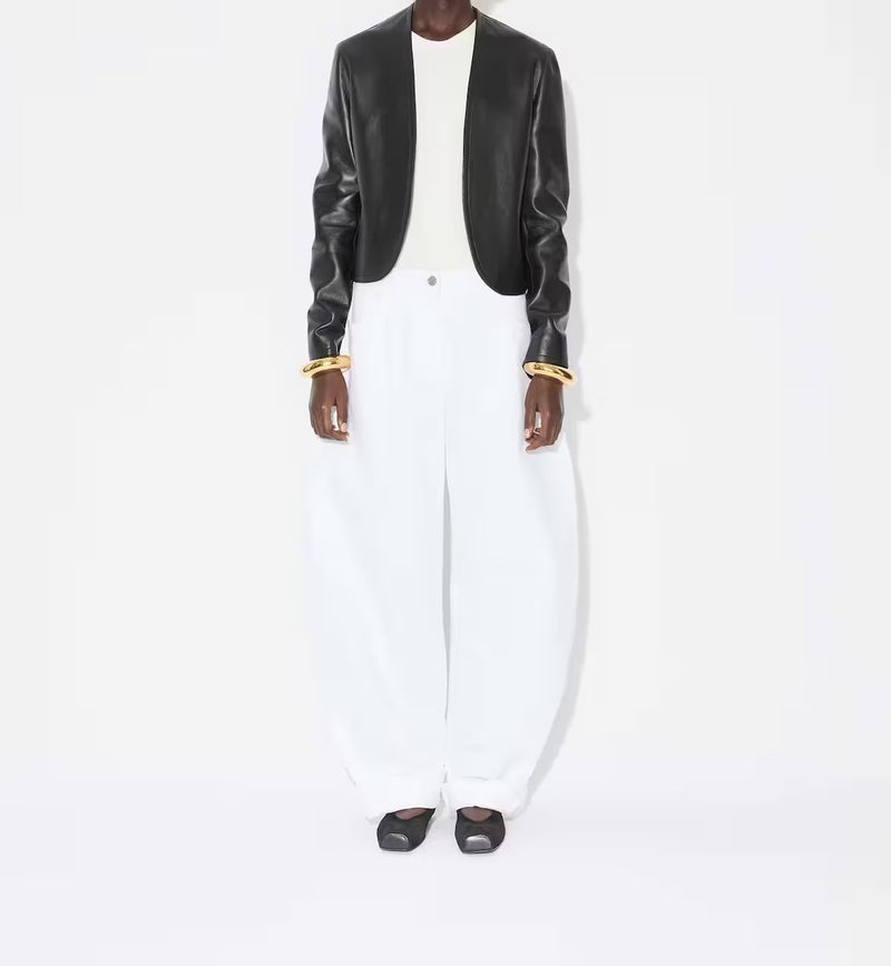 Low Waist Round Jeans - Blanc