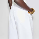 Low Waist Round Jeans - Blanc