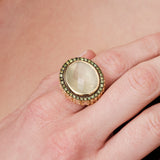 Ileana Makri Green Diamond Halo Moonstone Ring