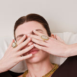 Ileana Makri Green Diamond Halo Moonstone Ring