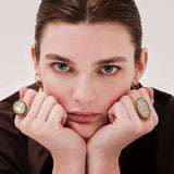 Ileana Makri Green Diamond Halo Moonstone Ring